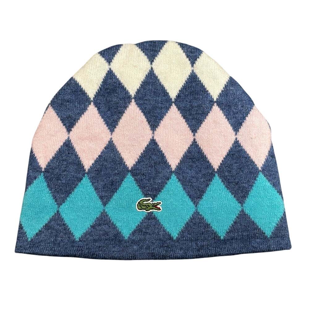 Lacoste Diamond Print Wool Reversible Beanie